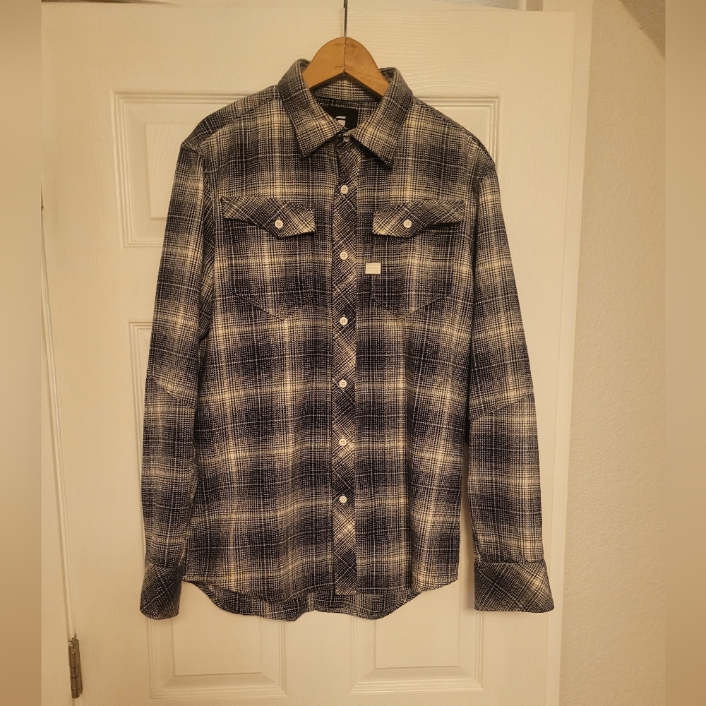 G-STAR RAW CPO Regular Casual Button Down Heavyweight Shirt Plaid Men's Medium